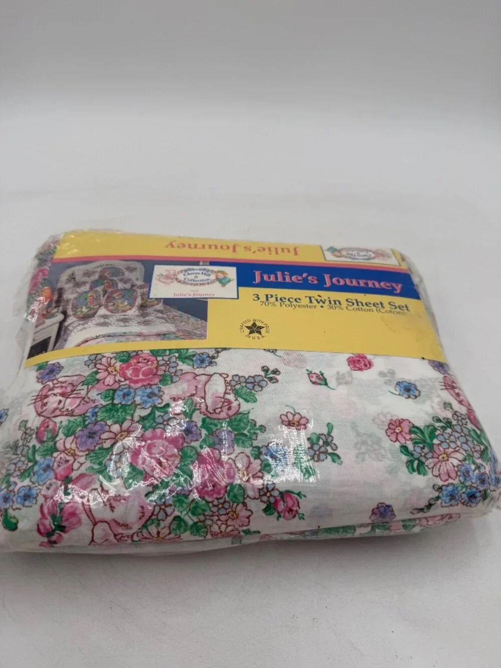 Vintage Julies Journey 3 Piece Twin Sheet Set Floral Print Made In USA